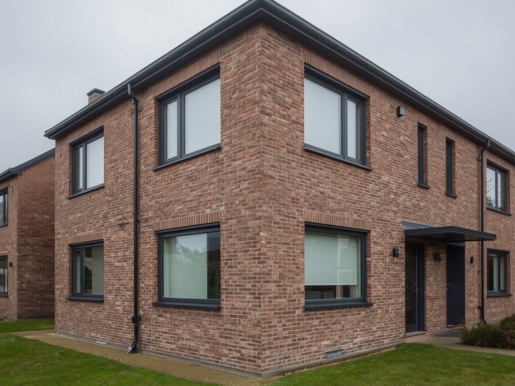 gerenoveerde hoekwoning in Drunen met donkergrijze kunststof kozijnen op jaren-70 gevel