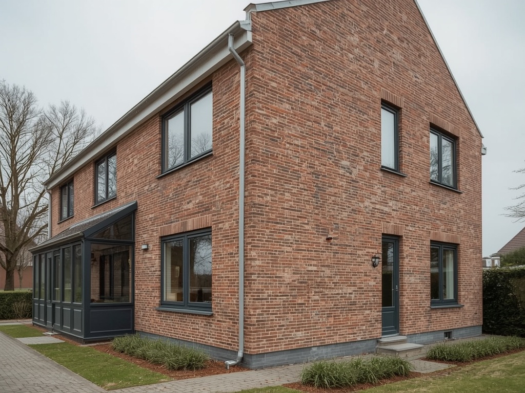 gerenoveerde hoekwoning in Capelle met donkergrijze kunststof kozijnen in een jaren-70 gevel