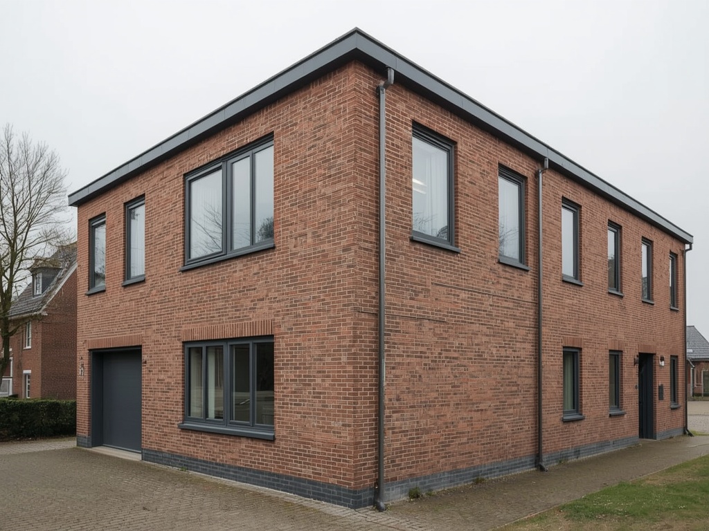 gerenoveerde hoekwoning in Loon op Zand met donkergrijze kunststof kozijnen op jaren-70 gevel