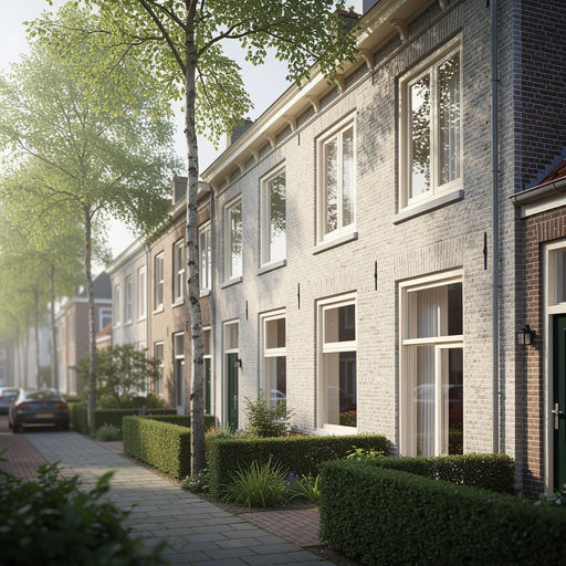 rijtjeswoning in Dongen met nieuwe cremewitte kunststof kozijnen aan de voorgevel