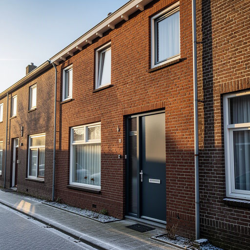 Kunststof voordeur aan de voorgevel van een woning in Dongen