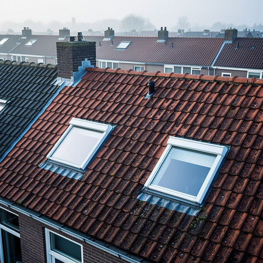 Kunststof dakraam in het schuine dak van een woning in Dongen
