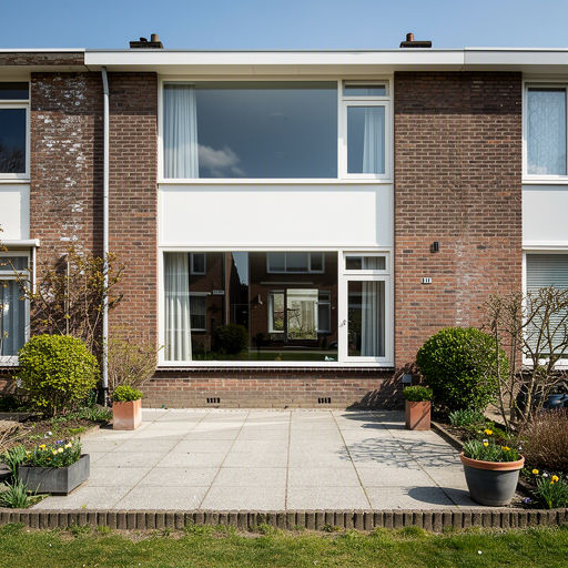 Zwarte kunststof kozijnen met houtnerf structuur aan een gerenoveerd huis in Dongen